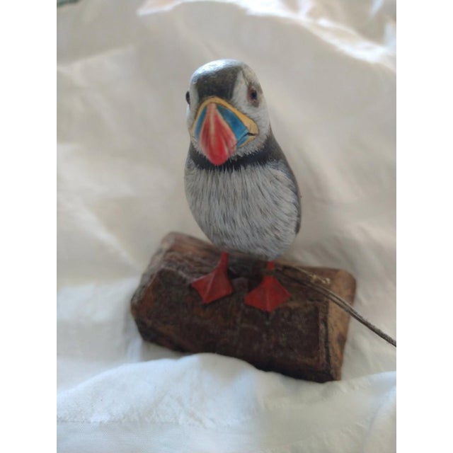 Hai Feng Ma Wood Art Puffin # 8121 Original hand carved and hand painted wood art sculpture made in Hong Kong by Hai Feng...