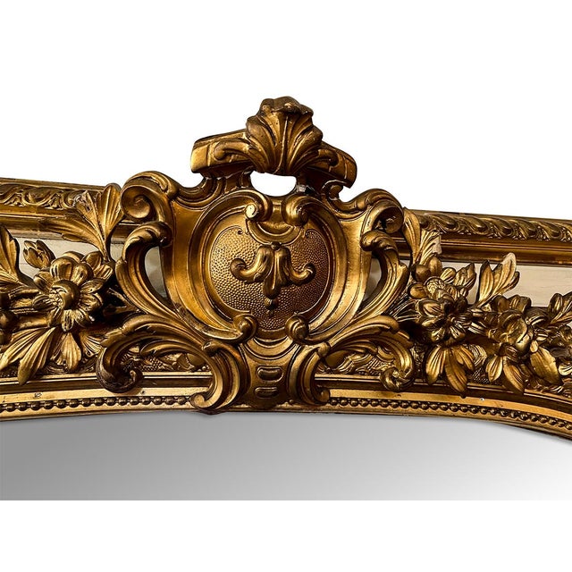 Traditional French Belle Epoque Parcel-Gilt Overmantel Mirror For Sale - Image 3 of 3