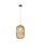 Modern Italian pendant with an amber ribbed glass shade casting subtle tones of radiant flashes of light, suspended from...
