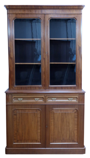 Victorian Mahogany Two-Body Bookcase, England, Mid-19th Century