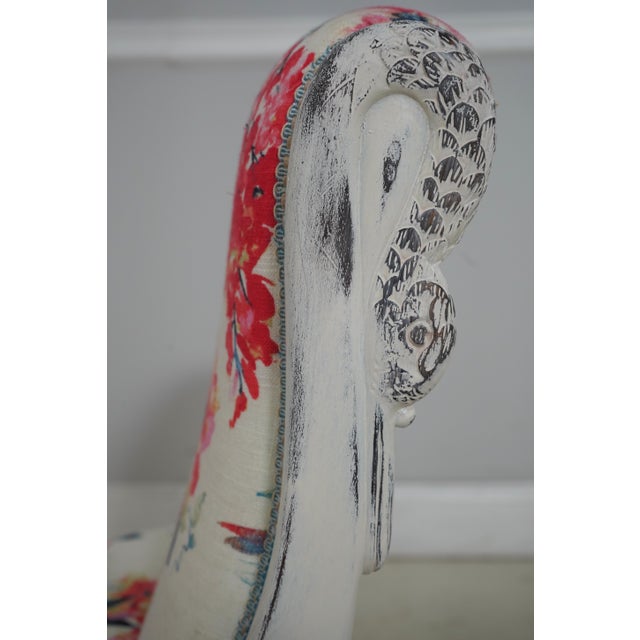 White Vintage White Painted Swan Carved French Style Vanity Bench For Sale - Image 8 of 11