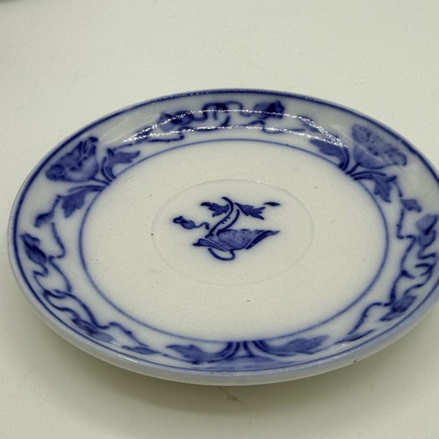 Ceramic Antique Villeroy & Boch Dresden Blue Espresso Demitasse Cups & Saucers - Set of 3 For Sale - Image 7 of 12