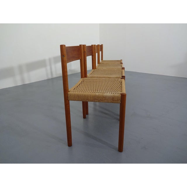 Wood Teak & Papercord Dining Chairs by Poul M. Volther for Frem Røjle, Denmark, 1960s, Set of 4 For Sale - Image 7 of 18