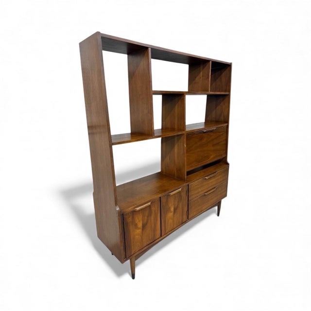 This striking Mid-Century Modern walnut room divider is a sculptural and highly functional statement piece, perfect for...