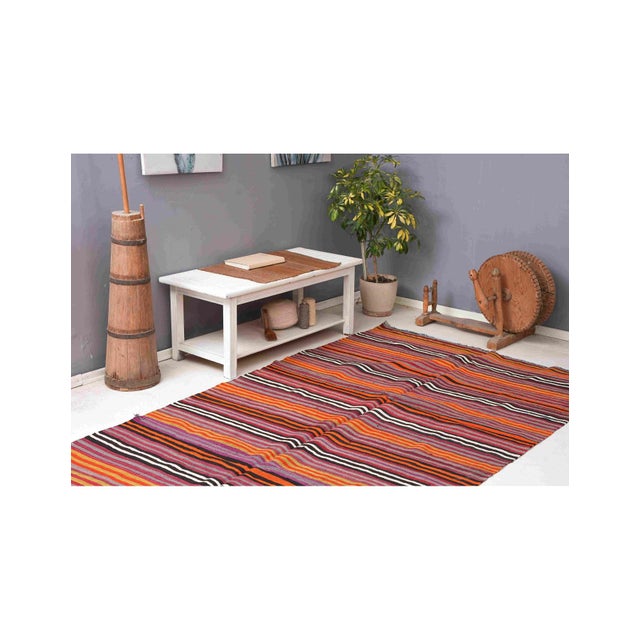 Vintage Striped Turkish Kilim Rug - 5`4" X 13`7" For Sale - Image 4 of 6