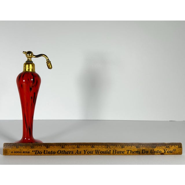 Art Deco Czech Red & Black Swirled Glass Perfume Atomizer - 1930s For Sale - Image 10 of 10