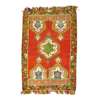 Zabihi Collection Vintage Turkish Oushak Colorful Fringe Rug - 3'9" x 5'7" For Sale