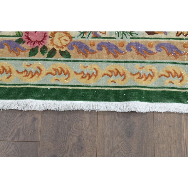 Green 1970s Vintage Persian Handmade Wool Cotton Green Area Rug For Sale - Image 8 of 11