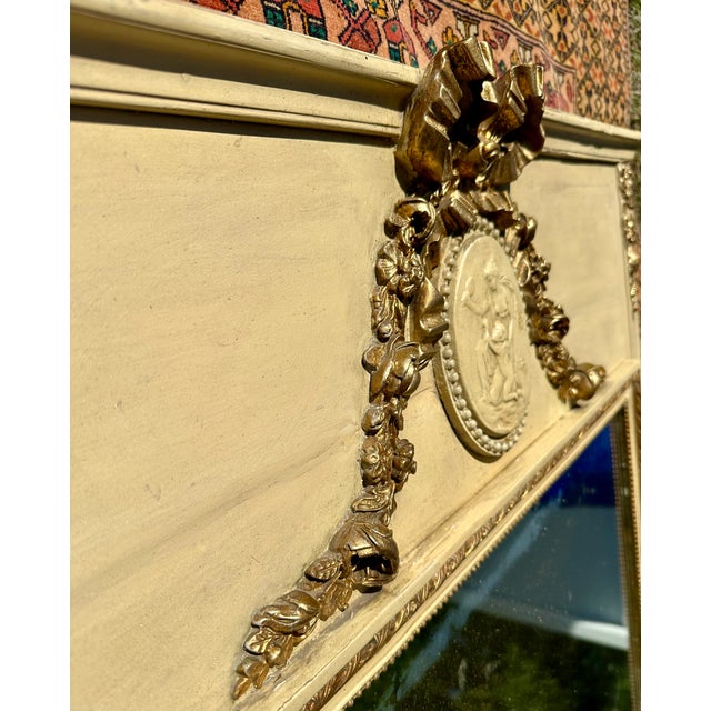 19th Century French Neoclassical Painted Trumeau Ca. 1870 For Sale - Image 4 of 12