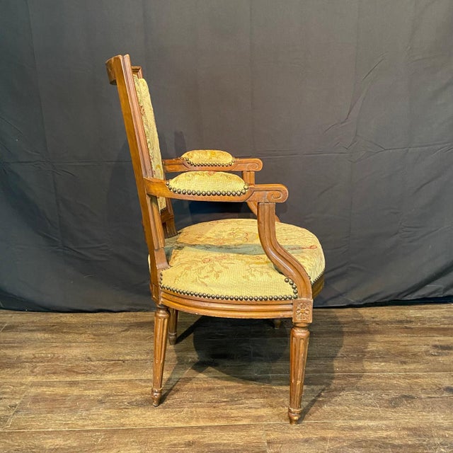 French Louis XVI Armchairs or Fauteuils With Original Aubusson Tapestry -Set of 6 For Sale - Image 11 of 13