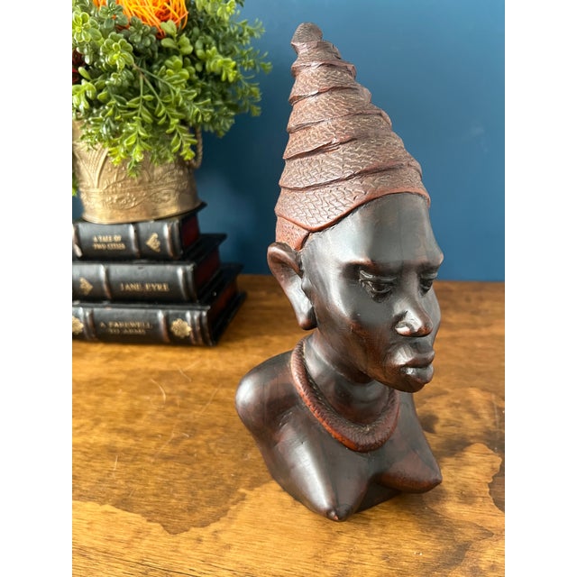 1970s Carved African Woman Bust For Sale - Image 13 of 18