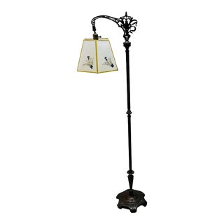 Vintage 1930s Tall Iron Floor Lamp For Sale