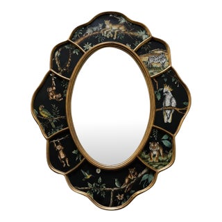 Vintage Robert M. Weiss Peruvian Reverse-Painted Wildlife Mirror For Sale