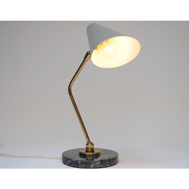 1950s Italian Modern Brass, Metal, and Black Marble Table Lamp by Luci Milano For Sale - Image 5 of 12