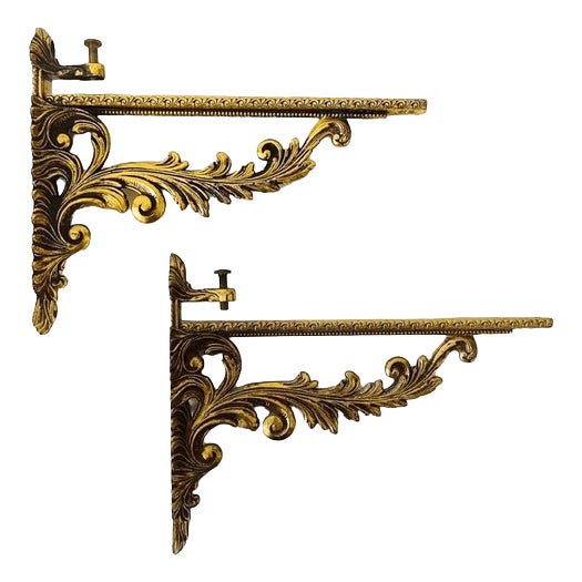 Vintage Italian Shelf Brackets in Brass from VCR Italy, 1960s, Set of 2 For Sale