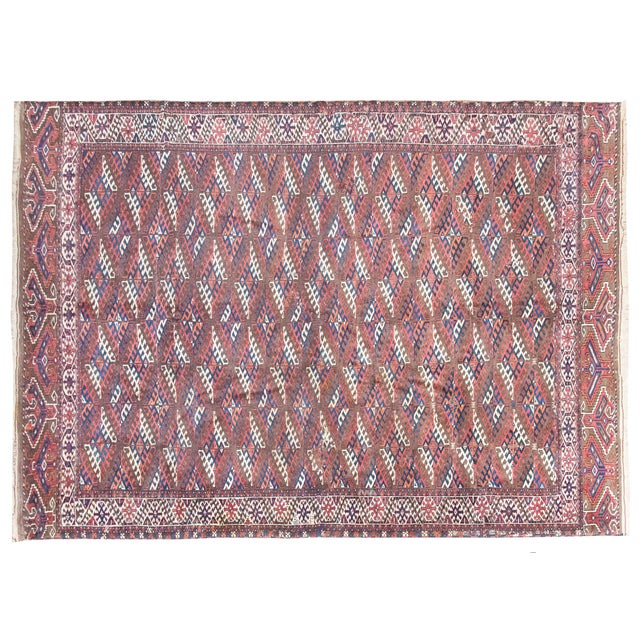 Early 20th Century Persian Yamut Rug For Sale - Image 9 of 14