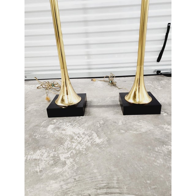 Modern Vintage Remington Trumpet Brass Floor Lamps-A Pair For Sale - Image 3 of 12