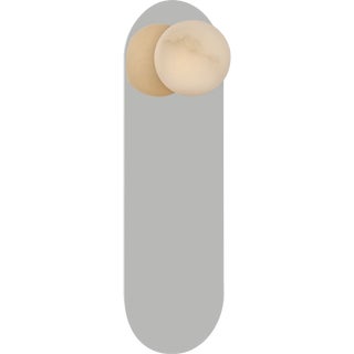 Kelly Wearstler for Visual Comfort Signature Pertica 14" Sconce in Polished Nickel with Alabaster For Sale