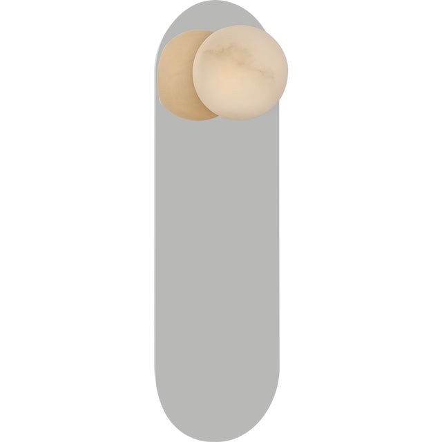 Kelly Wearstler for Visual Comfort Signature Pertica 14" Sconce in Polished Nickel with Alabaster For Sale