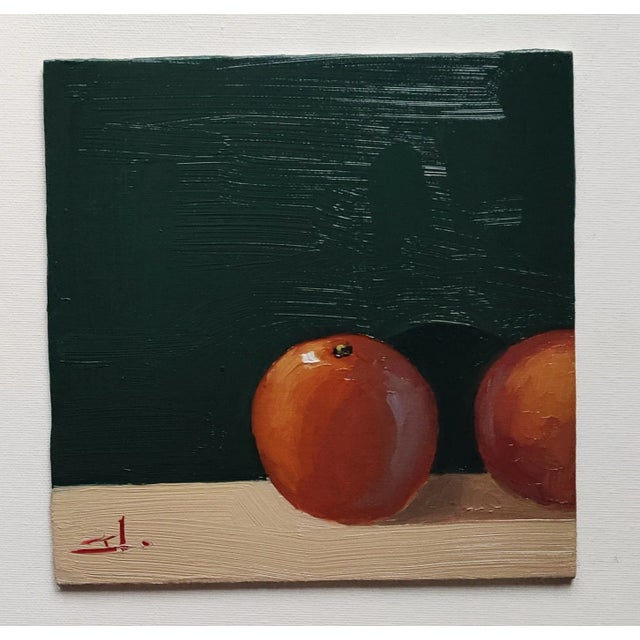 An impressionist oil painting of two oranges, by UK based artist Vivek Mandalia. Frame and hang in your home. 20 x 20 cm 8...