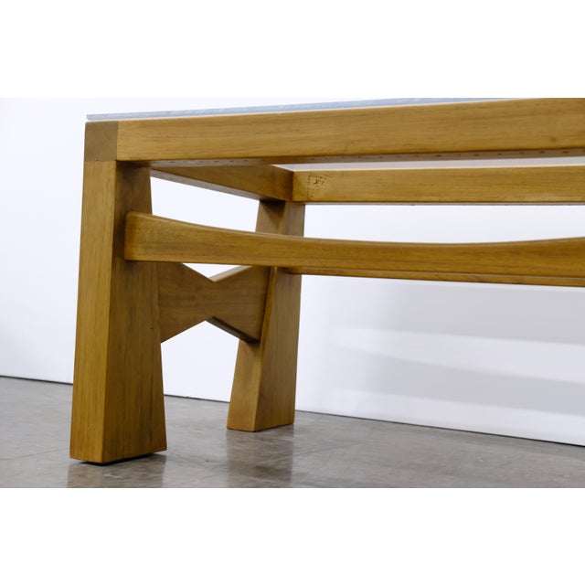 2020s Wood-Framed Side Table / Plant Stand Base With Acrylic Template Top For Sale - Image 5 of 10