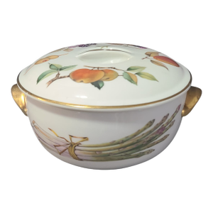 Vintage Royal Worcester Fireproof England Painted Gilded Covered Casserole Dish
