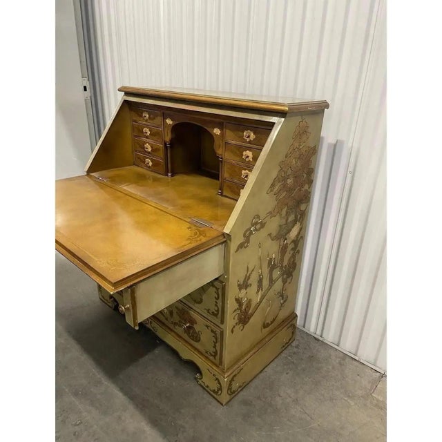 2010s Chinoiserie Secretary Desk & Hutch by Trouvailles Furniture For Sale - Image 5 of 10