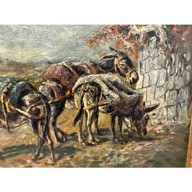 Vintage Original Wolfang Pogzeba Donkey Mountain Oil Painting on Board Landscape For Sale - Image 11 of 15