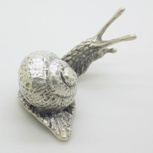 Vintage Italian Genuine Silver 800 Life-Size Snail Figurine by Arezzo Silversmith Ar 100, 1970s For Sale - Image 3 of 13