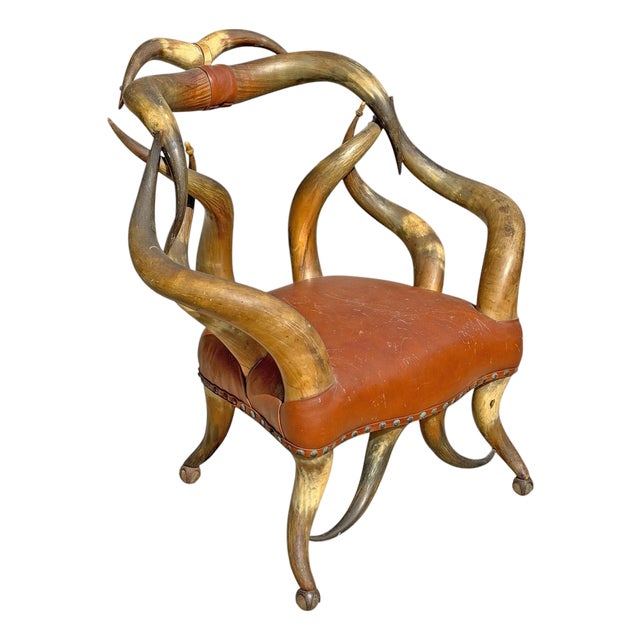 19th Century Longhorn Hearth Chair Attributed to Wenzel Friedrich For Sale