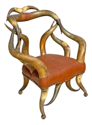 19th Century Longhorn Hearth Chair Attributed to Wenzel Friedrich