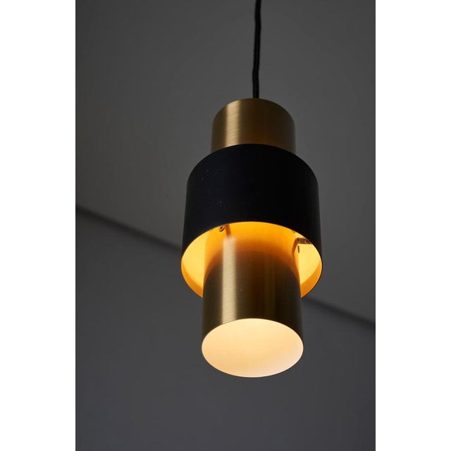 Brass and Black Etna Cylinder Pendant Light by Jo Hammerborg for Fog & Mørup, 1963 For Sale - Image 6 of 8