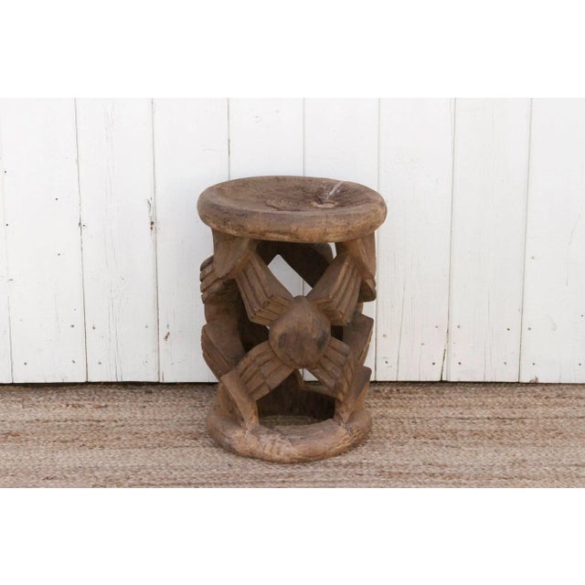 Wood Antique Tall Spider African Stool For Sale - Image 7 of 11