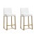 Denmark White Vegan Leather & Gold Steel Counter Stools - Set of 2 For Sale - Image 12 of 12