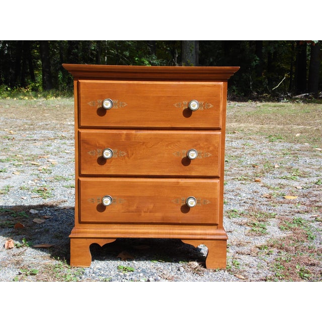 Vintage L. Hitchcock Stenciled Solid Maple Nightstand End Table Chairish