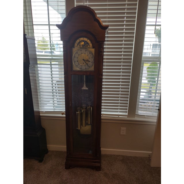 1990s Ridgeway Oak Grandfather Clock Westminister Chimes Chairish
