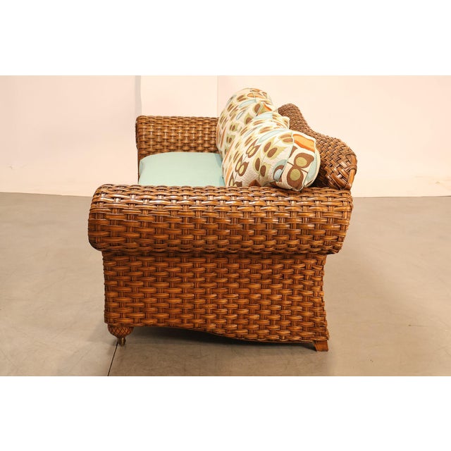 Lane Venture Excursions Pair Of Wicker Sofas With Cushions For Sale - Image 16 of 18