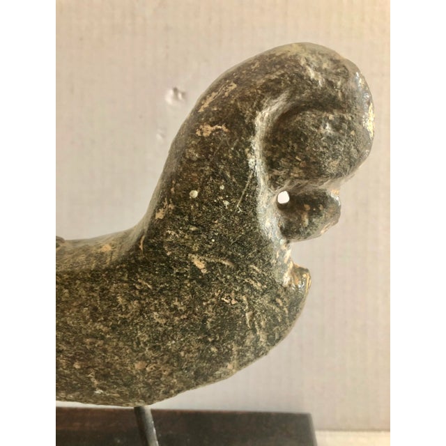 Abstract Decorative Stone Horse Mounted on a Wood Pedestle For Sale - Image 3 of 7
