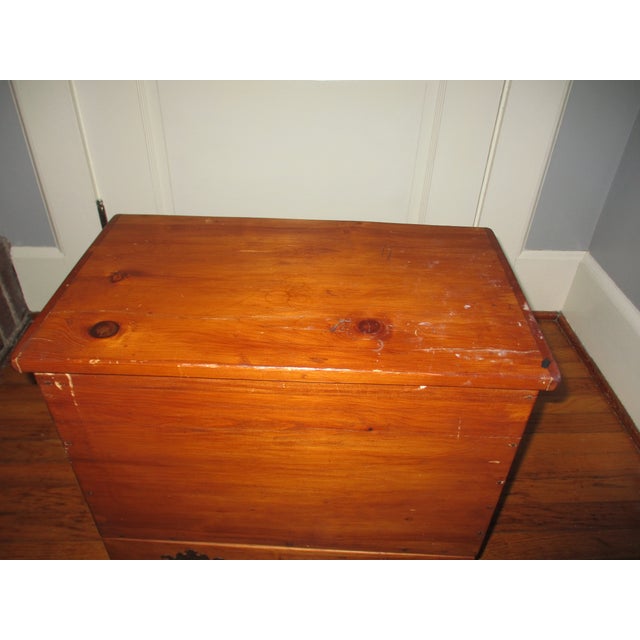 American Antique Primitive Sheraton Sugar Chest Pine Wood Storage Chest For Sale - Image 3 of 14