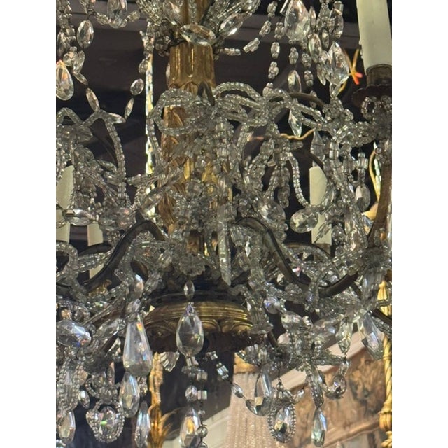 Traditional 19th C. Italian Giltwood and Crystal Chandelier From Genoa For Sale - Image 3 of 8