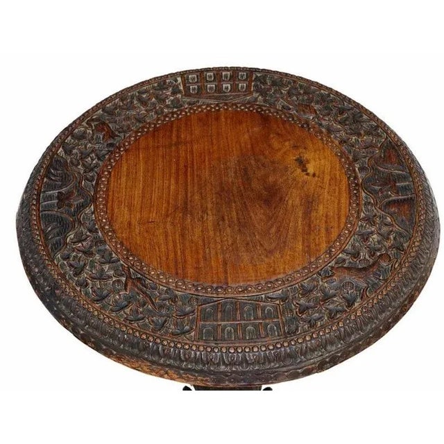 Antique Burmese Anglo-Indian Finely Carved Pedestal Table For Sale - Image 4 of 8