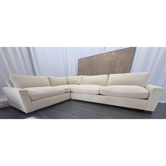 Rh Maxwell Left-Arm L-Sectional | Classic | Down | Perennials® Performance Textured Linen Weave – Dune For Sale - Image 10 of 18