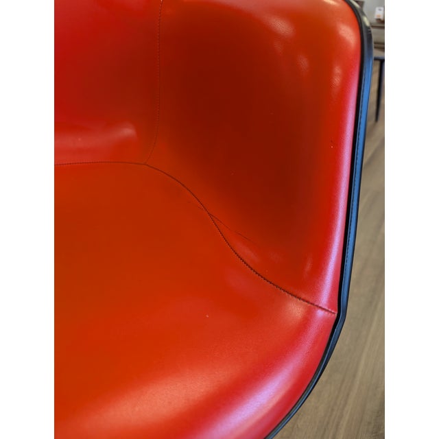 1970s Pair of Red Eames Herman Miller Padded Arm Shell Chairs For Sale - Image 13 of 16