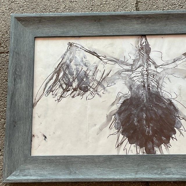 Paint Vintage Boho Watercolor of Bird on Paper For Sale - Image 7 of 7