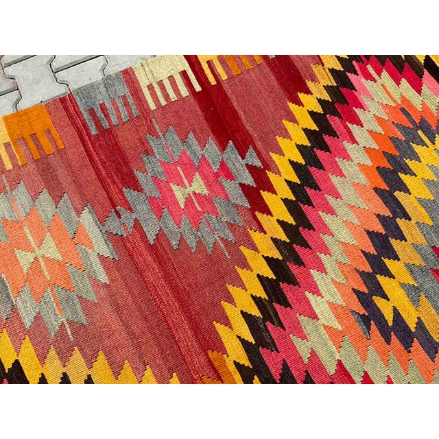 Gorgeous Vintage Turkish Kilim Rug - 74" X 133" For Sale In Raleigh - Image 6 of 11