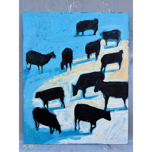 Cows in the Snowlight Original Painting by Joseph Christy For Sale - Image 4 of 7