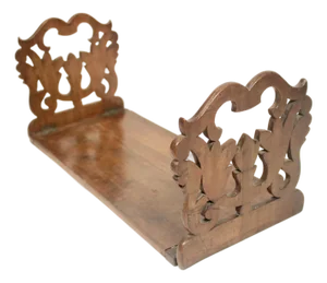 Antique English Hand Carved Wooden Folding Book Shelf