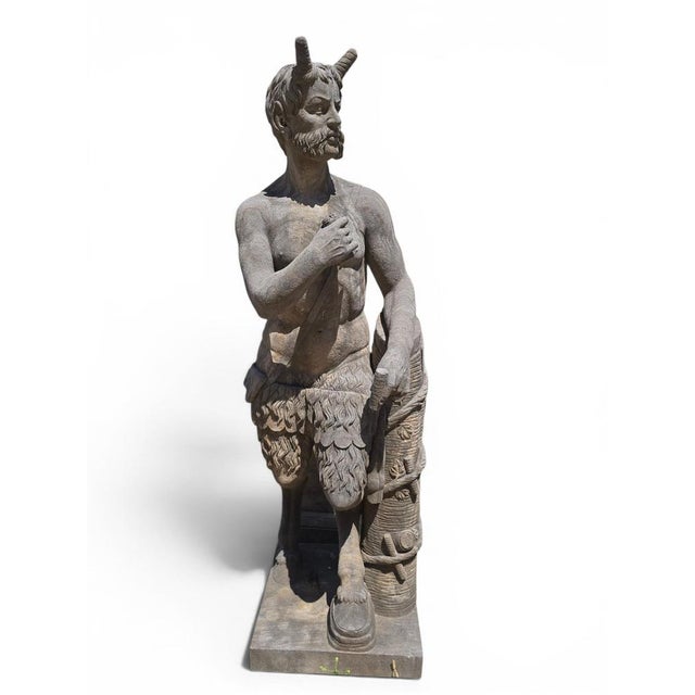 Neapolitan School Artist, Large Carved Faun Sculpture, Early 20th Century, Stone For Sale - Image 14 of 15