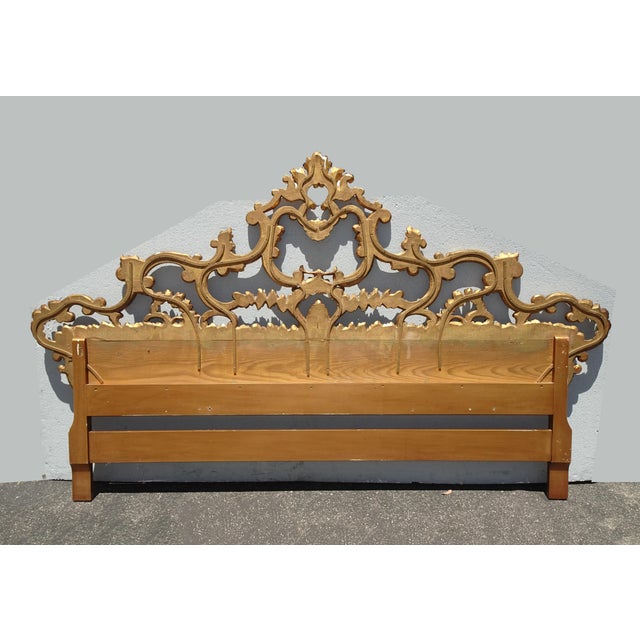 Vintage Italian Rococo Ornate Gold Gilt King Headboard ~ Hollywood Regency For Sale - Image 14 of 14
