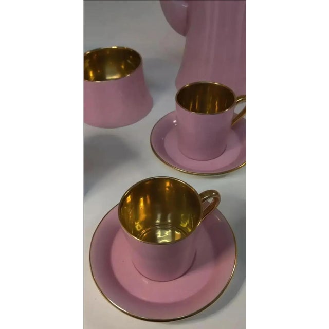 1940s Carlton Ware Pink Demitasse Set With Gold Gilt Trim- 11 Pieces For Sale - Image 13 of 15